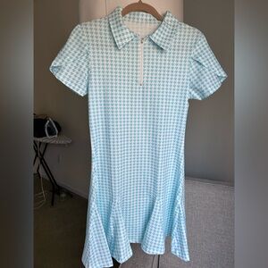 Blue and White Houndstooth Dress